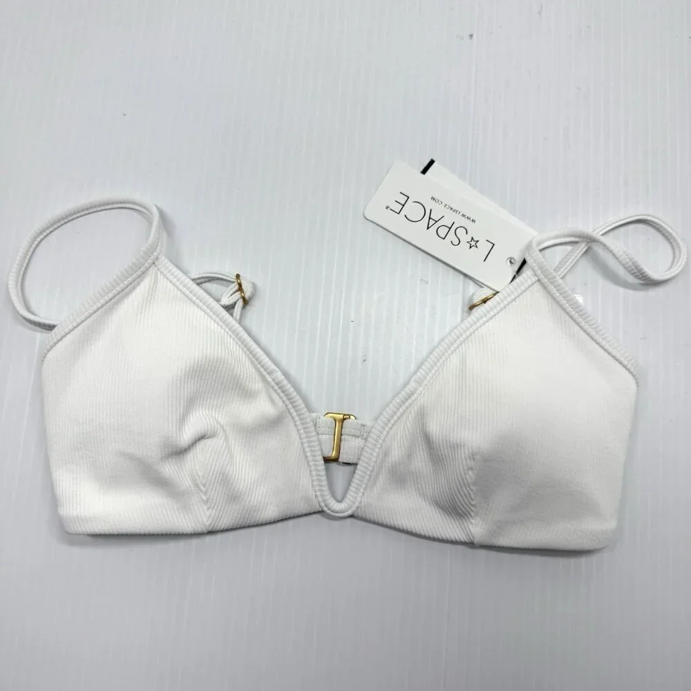 L Space Women's White Classic Wired Front Helena Bikini Top Swimwear Size XS NWT